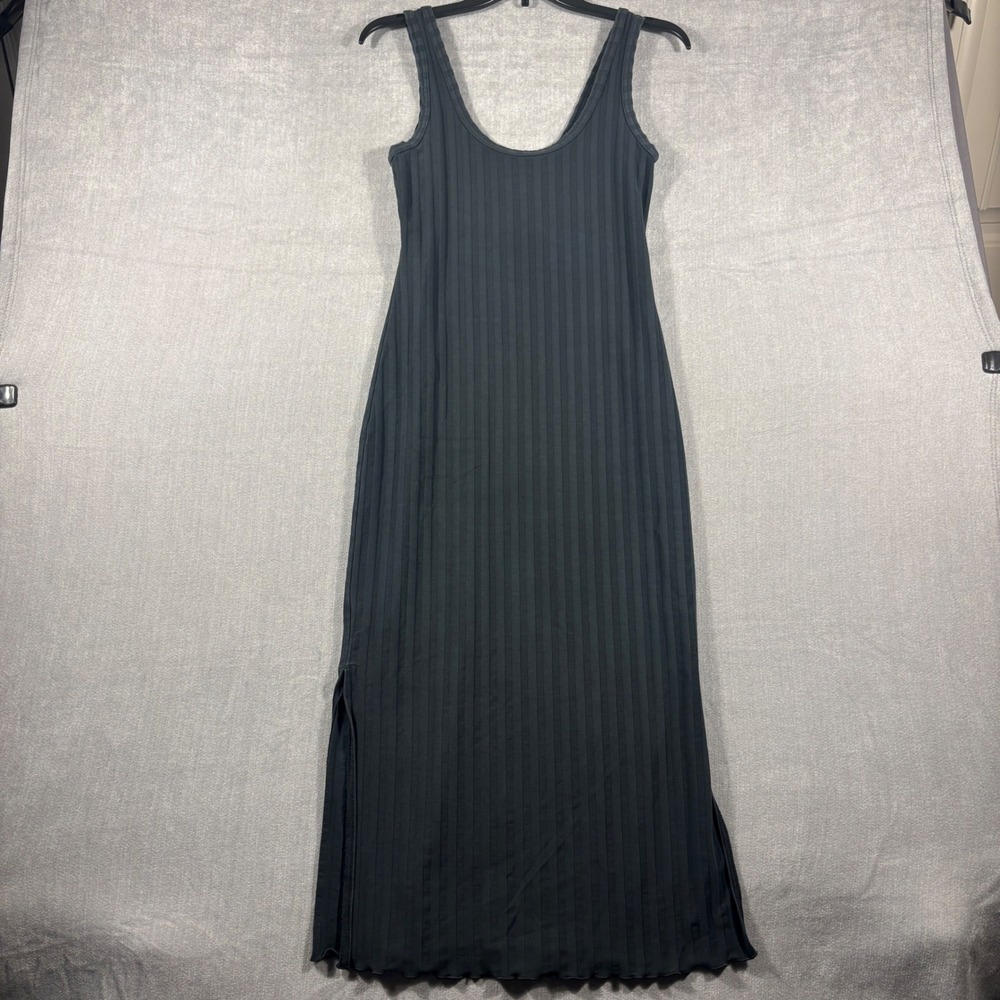 OFFLINE by Aerie OG Original Ribbed Maxi Dress Gray Sleeveless Side Slit Small